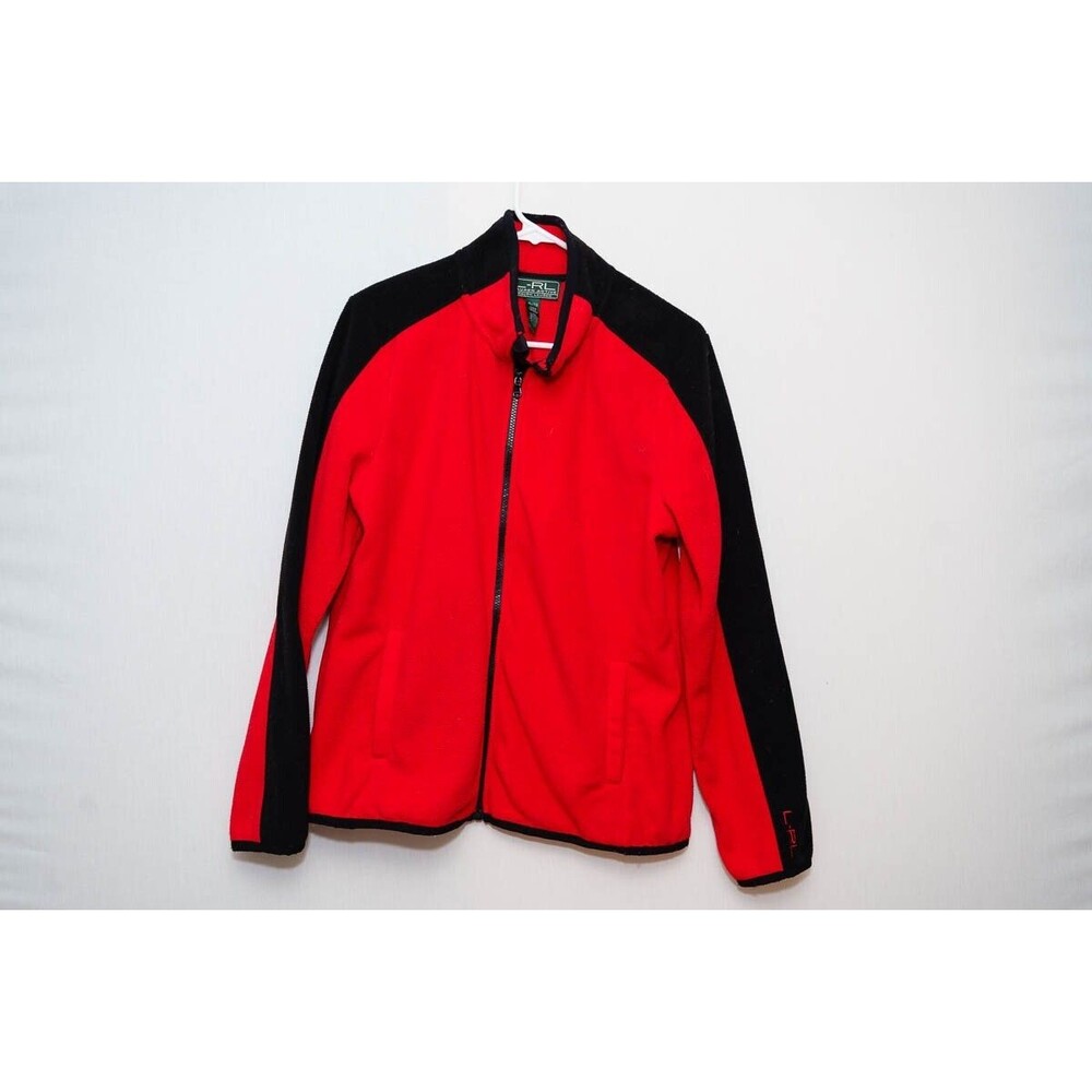 Ralph Lauren Lauren Active womens red black XL Fleece full zip jacket coat gorp